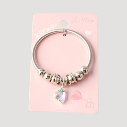 Crystal Heart Charm Bracelet in Silver