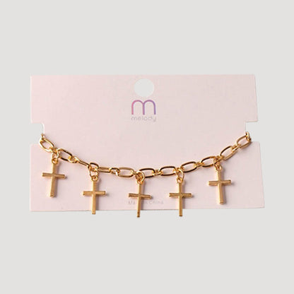 Cross Charms Chain Bracelet in Gold