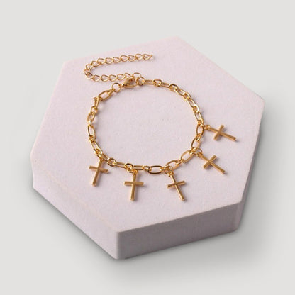 Cross Charms Chain Bracelet in Gold