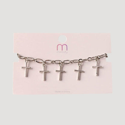 Cross Charms Chain Bracelet in Silver