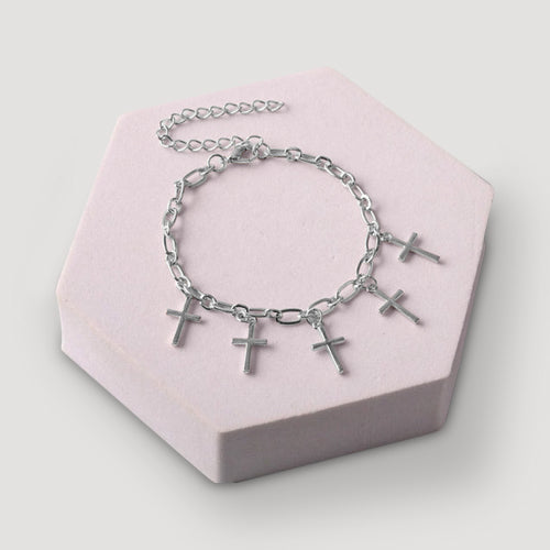Cross Charms Chain Bracelet in Silver