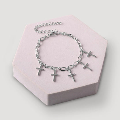 Cross Charms Chain Bracelet in Silver