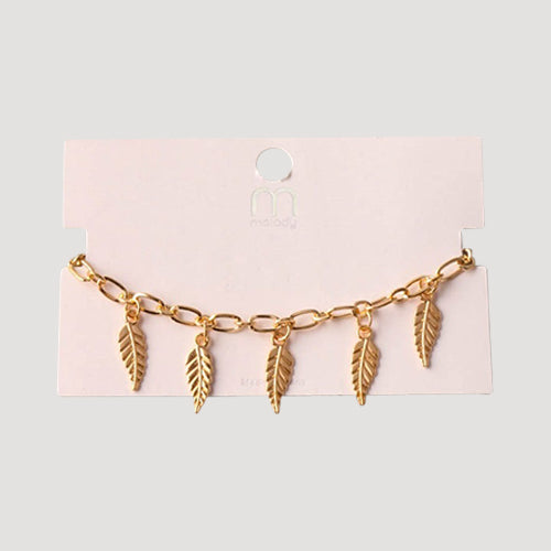 Leaves Charms Chain Bracelet in Gold