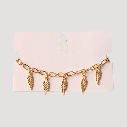 Leaves Charms Chain Bracelet in Gold
