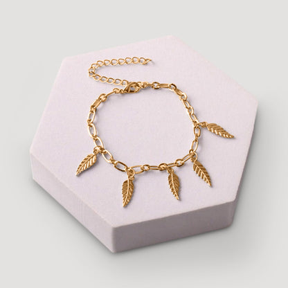 Leaves Charms Chain Bracelet in Gold