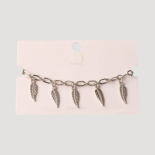 Leaves Charms Chain Bracelet in Silver