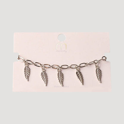 Leaves Charms Chain Bracelet in Silver