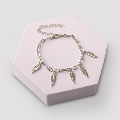 Leaves Charms Chain Bracelet in Silver