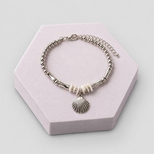 Silver Sea Life Charm Shell Charm Bracelet in Shell
