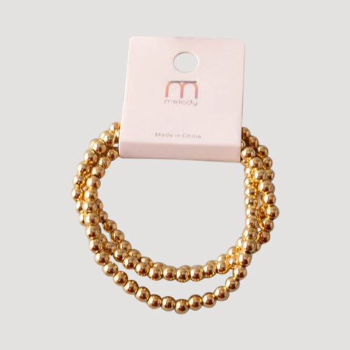 Metal Beaded Triple Bracelets in Gold