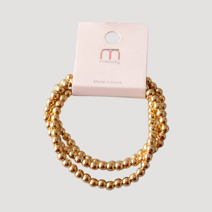 Metal Beaded Triple Bracelets in Gold