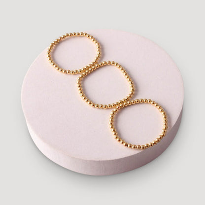 Metal Beaded Triple Bracelets in Gold