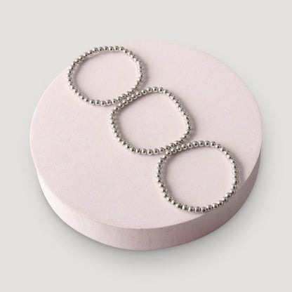 Metal Beaded Triple Bracelets in Silver