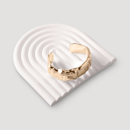 Chunky Sculptural Metal Cuff Bracelet in Gold