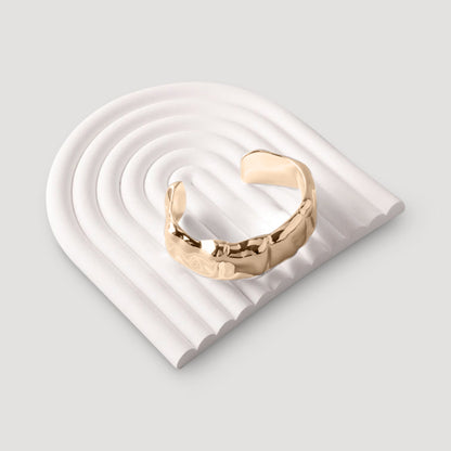 Chunky Sculptural Metal Cuff Bracelet in Gold