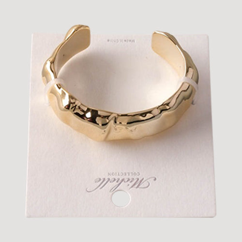Chunky Sculptural Metal Cuff Bracelet in Gold