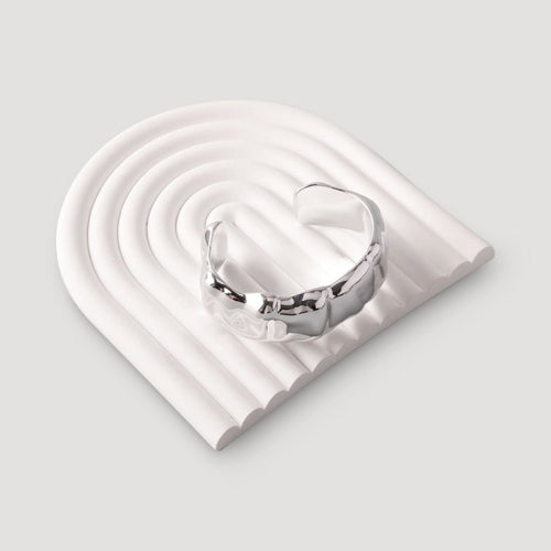 Chunky Sculptural Metal Cuff Bracelet in Silver