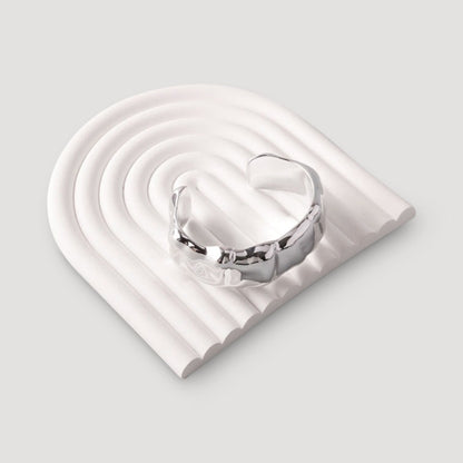 Chunky Sculptural Metal Cuff Bracelet in Silver