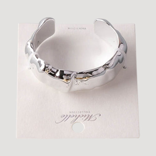 Chunky Sculptural Metal Cuff Bracelet in Silver