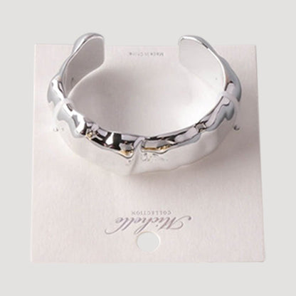 Chunky Sculptural Metal Cuff Bracelet in Silver
