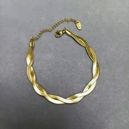 Stainless Steel Double Strand Bracelet in 18K Gold Plate