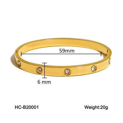 Stainless Steel CZ Love Bracelet in 18K Gold Plate