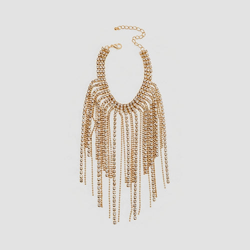 Sexy Rhinestone Tassel Chain Bracelet in Gold