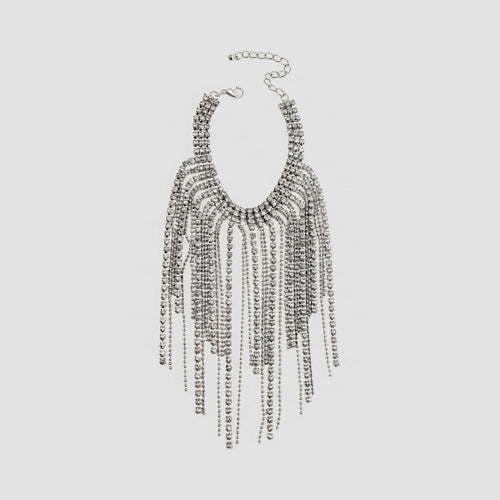 Sexy Rhinestone Tassel Chain Bracelet in Silver