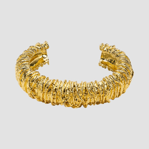 Vintage Textured Cuff Bracelet in Gold