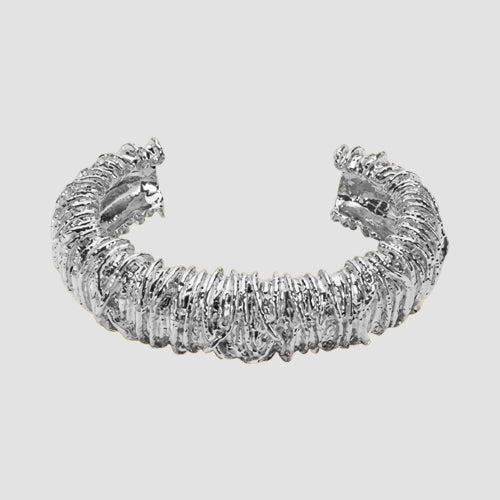 Vintage Textured Cuff Bracelet in Silver