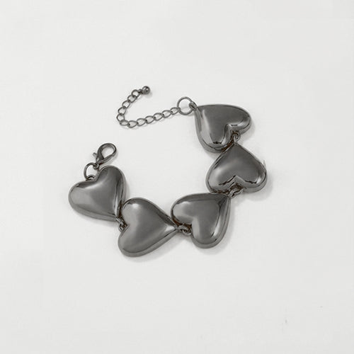 Gold Plated Heart Link Bracelet in Black