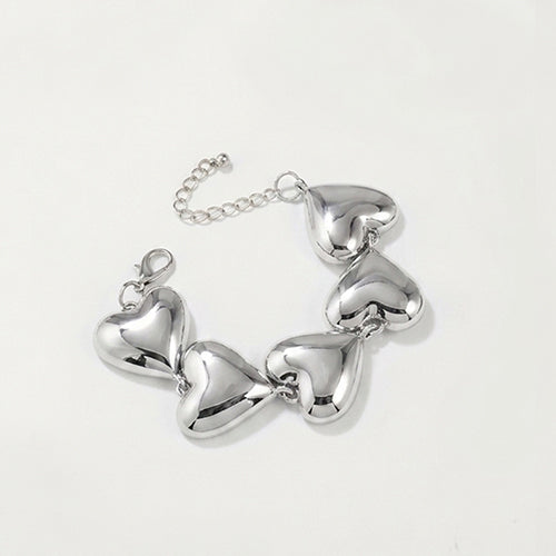 Gold Plated Heart Link Bracelet in Silver