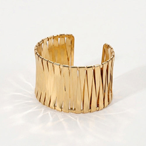 Gold Plated Cross Braided Cuff Bracelet in Gold