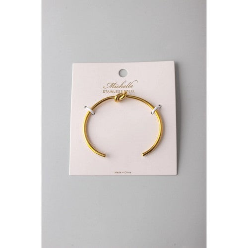 Stainless Steel Knot Bangle in Gold