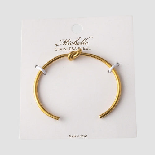 Stainless Steel Knot Bangle in Gold