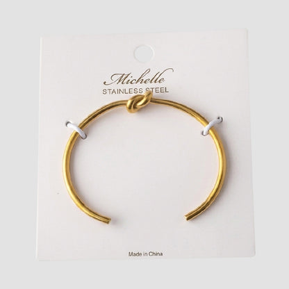 Stainless Steel Knot Bangle in Gold
