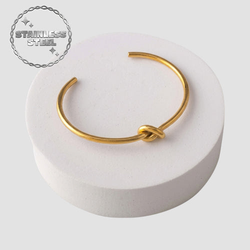 Stainless Steel Knot Bangle in Gold