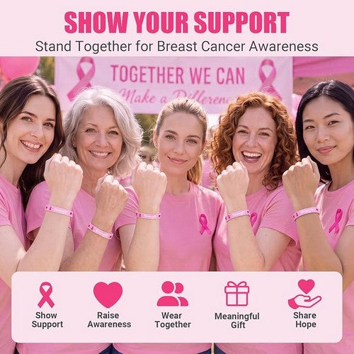 Breast Cancer Awareness Bracelet + Self-Check Card