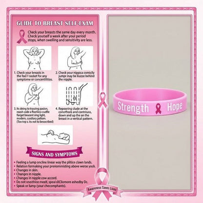B0H3KVFDT2 Breast Cancer Awareness Bracelet + Self-Check Card