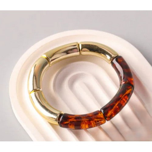 BLE3983 Segmented Stretch Bracelet in Brown