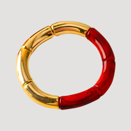 BLE3983 Segmented Stretch Bracelet in Red