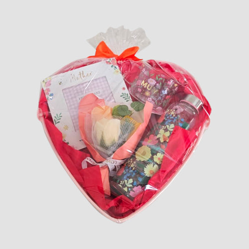 Mum Loves Flowers Gift Basket in Pink/Yellow ($125 Value)