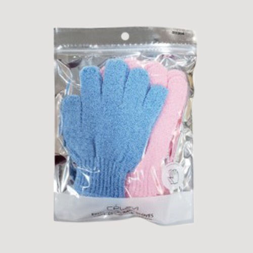Celavi Exfoliating Bath Gloves 2-Pair Pack in Blue & Pink