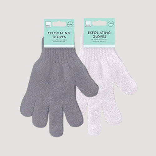 Forever Beautiful Exfoliating Bath Gloves 2-Pair in Grey & White