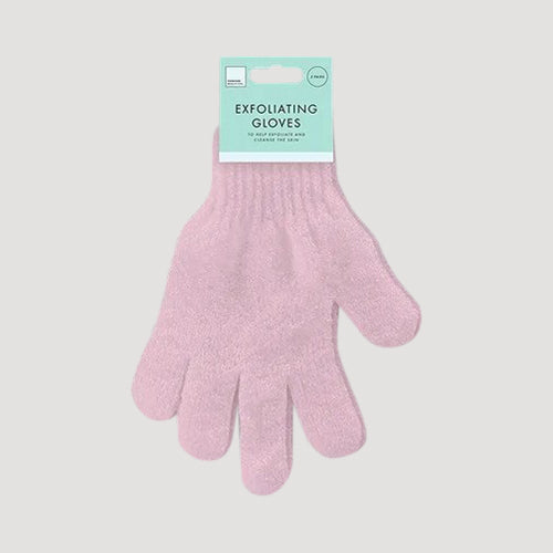 Forever Beautiful Exfoliating Bath Gloves 2-Pair in Pink & White