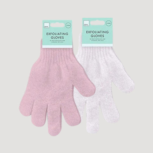 Forever Beautiful Exfoliating Bath Gloves 2-Pair in Pink & White