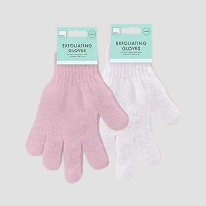 Forever Beautiful Exfoliating Bath Gloves 2-Pair in Pink & White