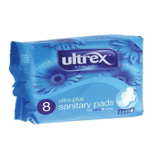 SI3404 Ultrex Ultra Plus Sanitary Pads with Ultra Fit Wings 8 Pack