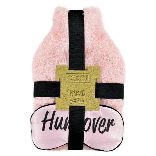 30122 Hungover Faux Fur Hor Water Bottle & Satin Eye Mask Set