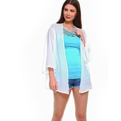Chiffon Kimono Throwover in White